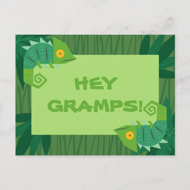 Personalised - Green Chameleon Connections Postcard (Front)
