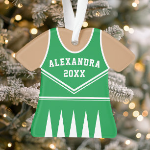Personalised Green Cheerleader Uniform Ornament