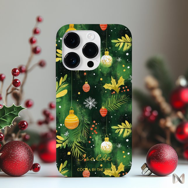 Personalised Green Christmas Ornaments Case-Mate iPhone Case (Creator Uploaded)
