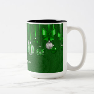 Personalised Green Christmas Ornaments Mug