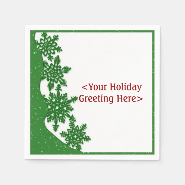 Personalised Green Christmas Snowflake Napkins (Front)