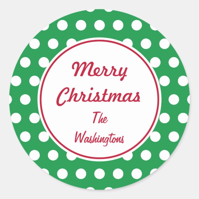 Personalised Green Christmas Stickers (Front)