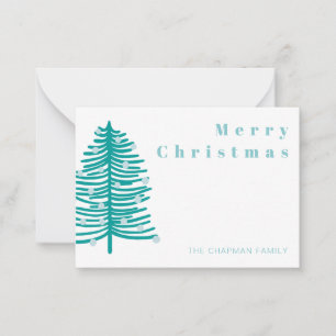 Personalised Green Christmas Tree Winter Forest Card