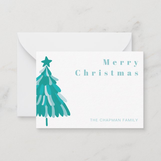 Personalised Green Christmas Tree Winter Forest Card (Front)