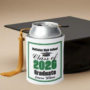 Personalised Green Class of 2026 Graduation Party Can Cooler