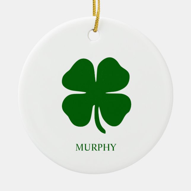 Personalised Green Clover Ceramic Ornament (Front)