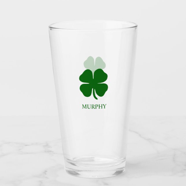 Personalised Green Clover Glass (Front)