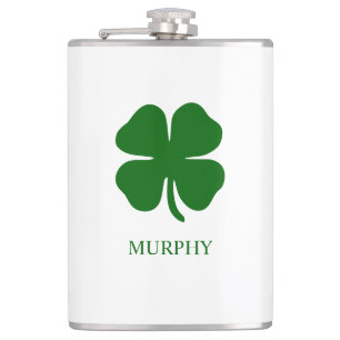Personalised Green Clover Hip Flask