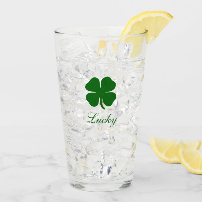 Personalised Green Clover Irish Glass (Back Ice)