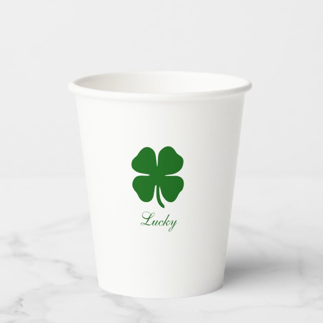 Personalised Green Clover Paper Cups (Front)