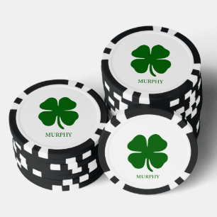 Personalised Green Clover Poker Chips