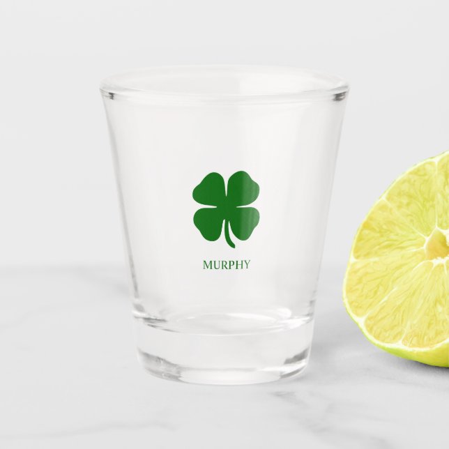 Personalised Green Clover Shot Glass (Front)