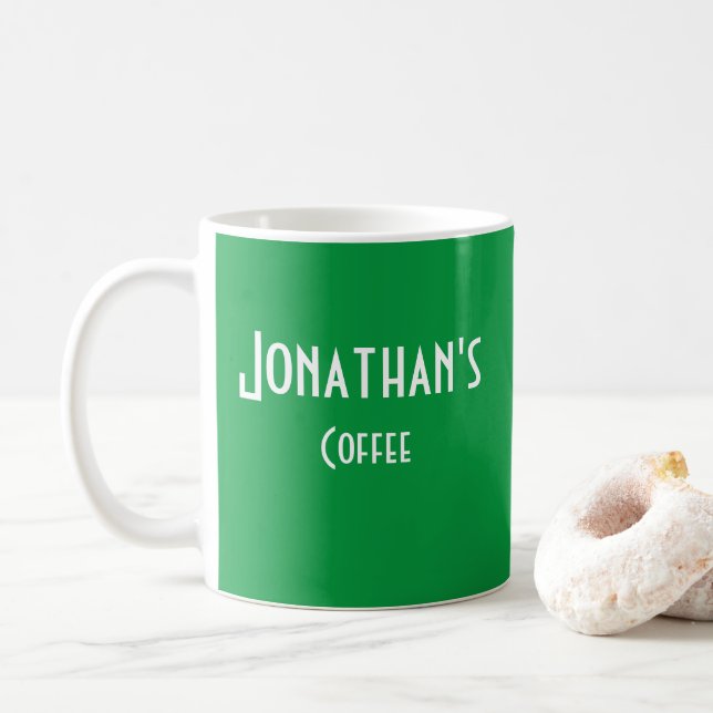 Personalised Green Coffee Mug (With Donut)