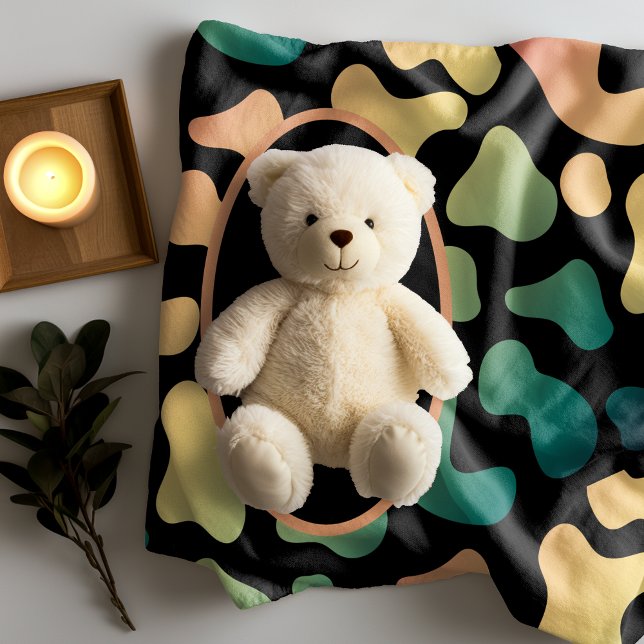 Personalised Green Cow Print Sherpa Blanket (Creator Uploaded)