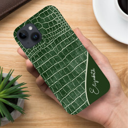 Personalised Green Crocodile Case-Mate iPhone 14 Case