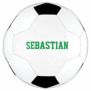 Personalised green custom name sports team number soccer ball