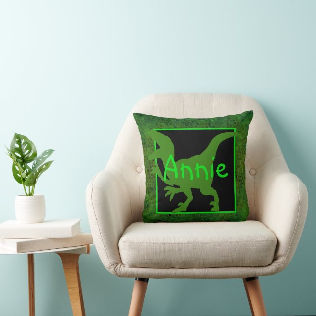 Personalised Green Dinosaur Hide Cushion (Chair)