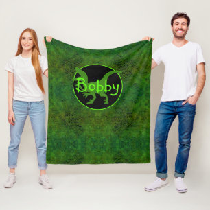 Personalised Green Dinosaur Hide Fleece Blanket
