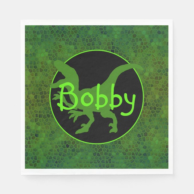 Personalised Green Dinosaur Hide Napkin (Front)