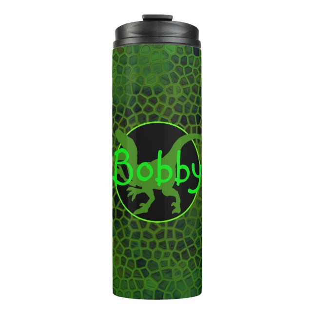 Personalised Green Dinosaur Hide Thermal Tumbler (Front)