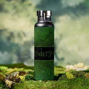 Personalised Green Dinosaur Hide Water Bottle