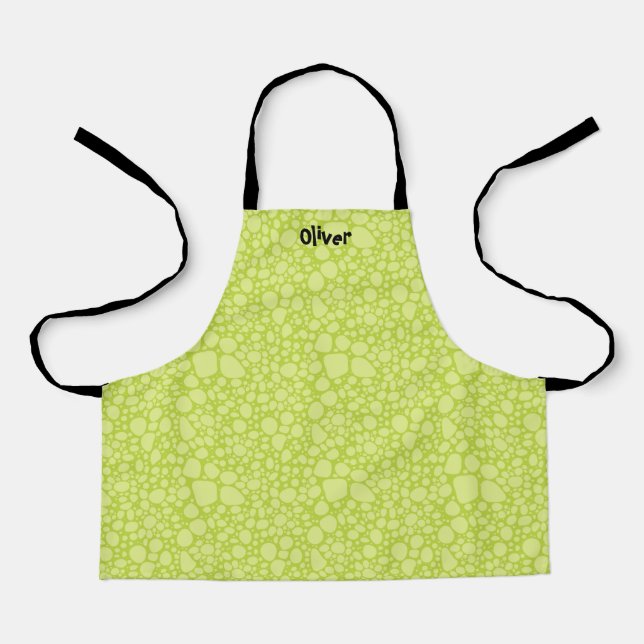 Personalised Green Dinosaur Skin Pattern Apron (Front)