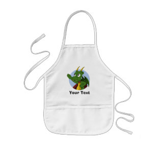 Personalised Green dragon cartoon  Kids Apron