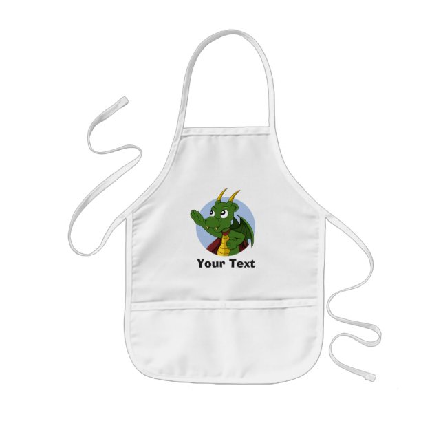 Personalised Green dragon cartoon  Kids Apron (Front)