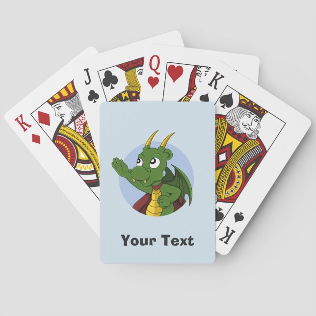 Personalised Green dragon cartoon Playing Cards (Back)