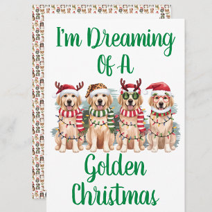 Personalised Green Dreaming Of A Golden Christmas Holiday Card