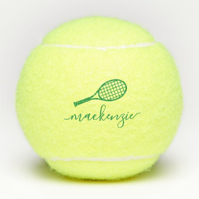 Personalised Green Elegant Script Tennis Balls (Front)