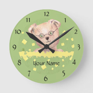 Personalised Green-eyed Teddy Round Wall Clock