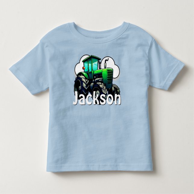 Personalised Green Farm Tractor Toddler T-Shirt (Front)