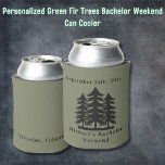 Personalised Green Fir Trees Bachelor Weekend  Can Cooler<br><div class="desc">Personalised Green Fir Trees Bachelor Weekend Can Cooler Personalised Can Coolers are the perfect keepsakes for your friends to remember your special day. Cheers to a fun and memorable bachelor party! Add your custom wording to this design by using the "Edit this design template" boxes on the right hand side...</div>