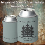 Personalised Green Fir Trees Bachelor Weekend  Can Cooler<br><div class="desc">Personalised Green Fir Trees Bachelor Weekend Can Cooler Personalised Can Coolers are the perfect keepsakes for your friends to remember your special day. Cheers to a fun and memorable bachelor party! Add your custom wording to this design by using the "Edit this design template" boxes on the right hand side...</div>