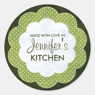 Personalised Green Floral Dot Canning Stickers