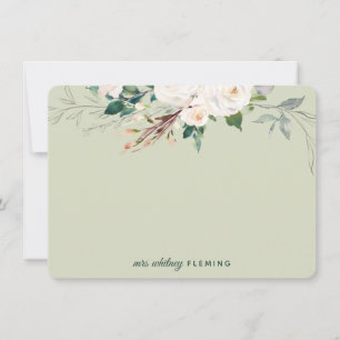 Personalised Green Floral Watercolor Greenery Mrs Card