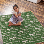 Personalised Green Font Name Collage Christmas Fleece Blanket<br><div class="desc">A festive green Christmas blanket decorated in nine different fonts spelling your last name in white. Cute custom holiday gift with fun typography.</div>