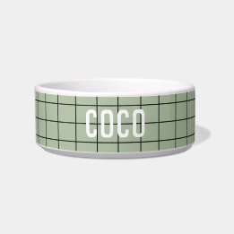 Personalised Green Geometric Custom Name Pet Bowl