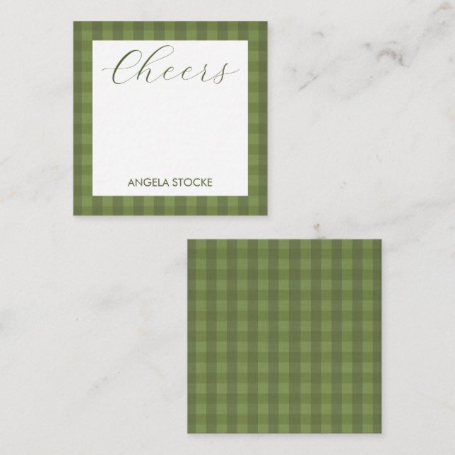 Personalised Green Gingham Card (Front/Back)