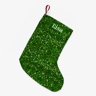 Personalised Green Glitter Christmas Stocking