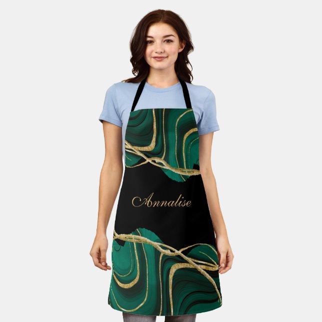 Personalised Green Gold Agate Apron (Worn)