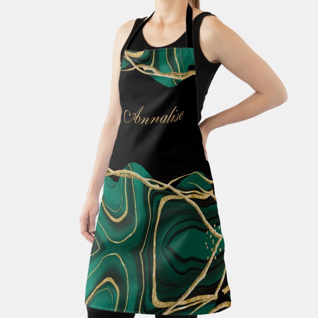 Personalised Green Gold Agate Apron (Insitu)