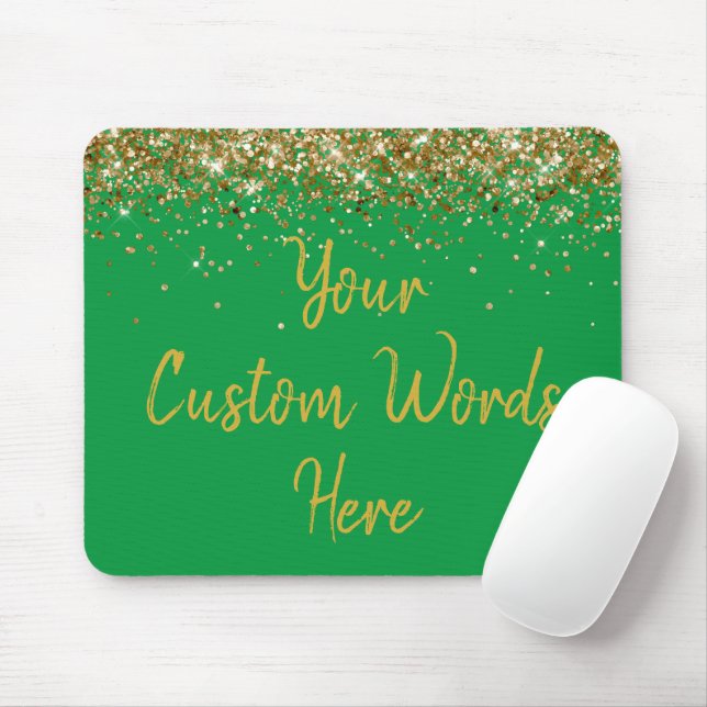 Personalised Green & Gold Gamer Her Birthday Gift Mouse Pad (With Mouse)