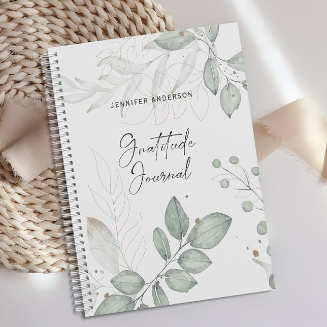 Personalised Green Gold Leaf Gratitude Journal  (Creator Uploaded)