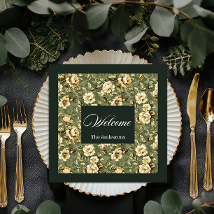 Personalised Green Gold Napkins Modern Elegant