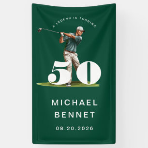 Personalised Green Golf 50th Birthday Banner