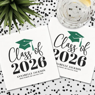 Personalised Green Graduation Napkin