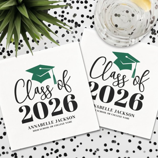 Personalised Green Graduation Napkin (Personalized Green Graduation Napkins)