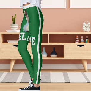 Personalised Green Grey Cute Siamese Cat Pet Photo Leggings
